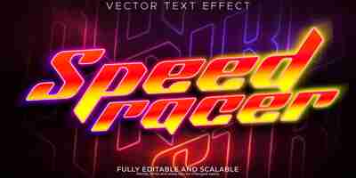 Free vector speed race text effect editable retro and game text style