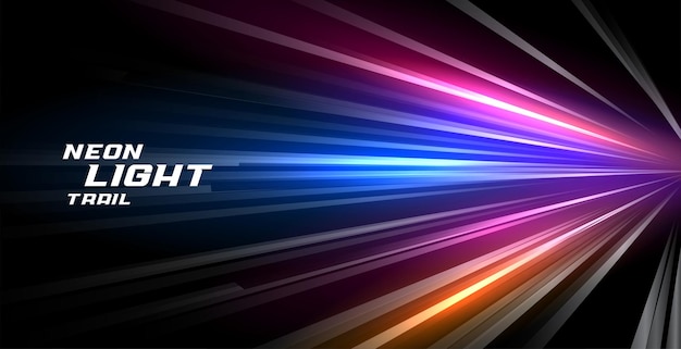 Speed trail neon light lines motion background