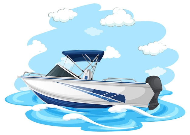 Free vector speedboat in cartoon style on white background