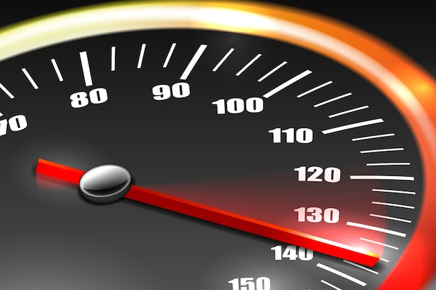 Speedometer with red needle