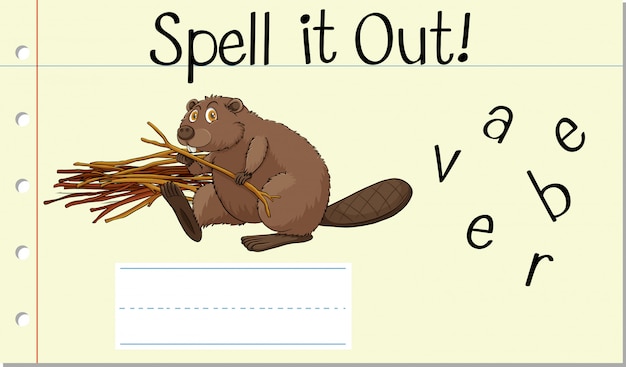 Free vector spell english word beaver