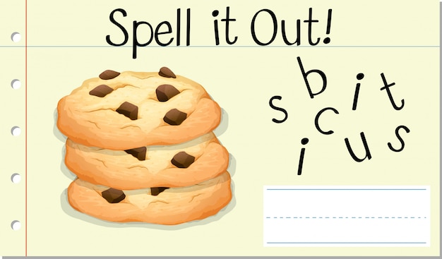 Free vector spell english word biscuit