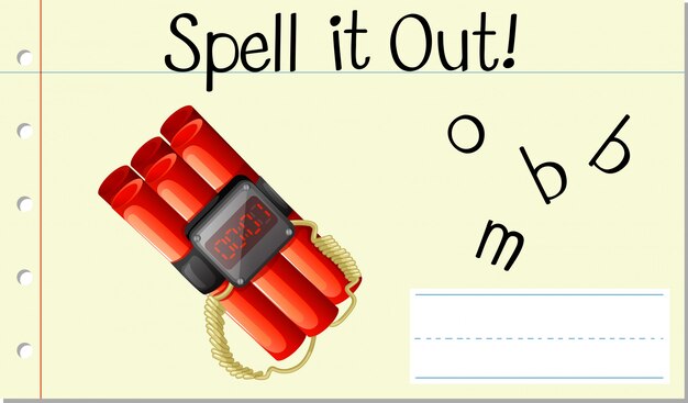 Free vector spell english word bomb