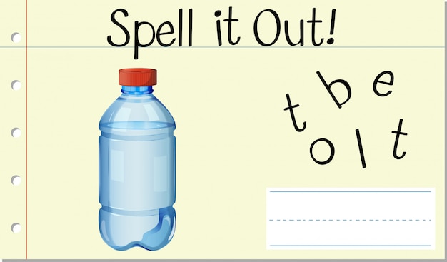 Free vector spell english word bottle