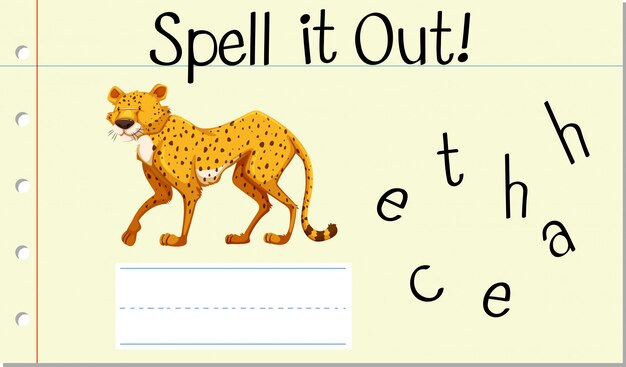 Free vector spell english word cheetah