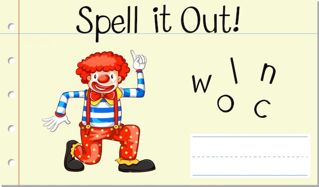 Free vector spell english word clown