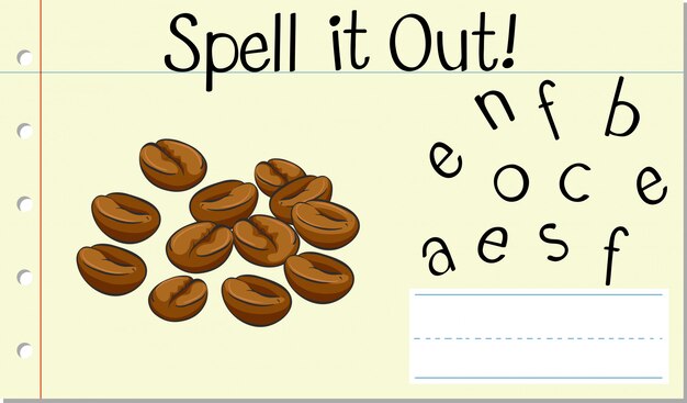 Spell English word coffee bean