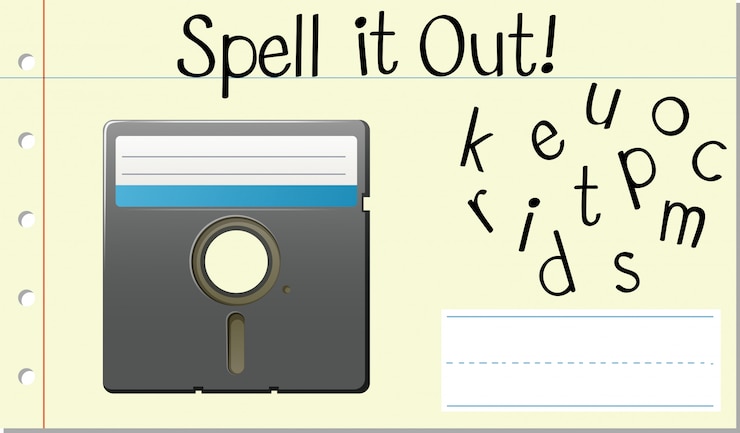 Free Vector spell english word computer disk