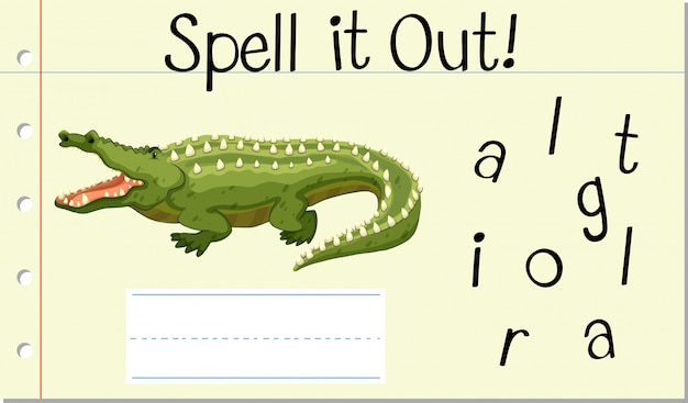 Free vector spell english word crocodile