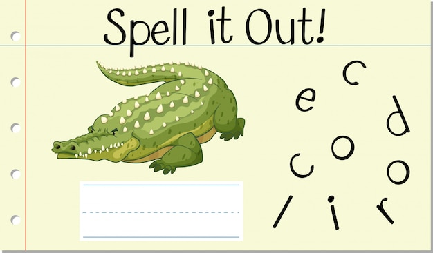 Free vector spell english word crocodile