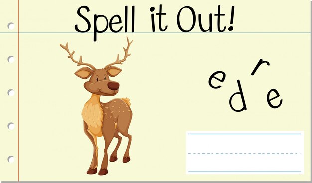 Бесплатное векторное изображение Заклинание английского слова олень