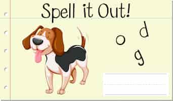 Бесплатное векторное изображение Заклинание английского слова собака