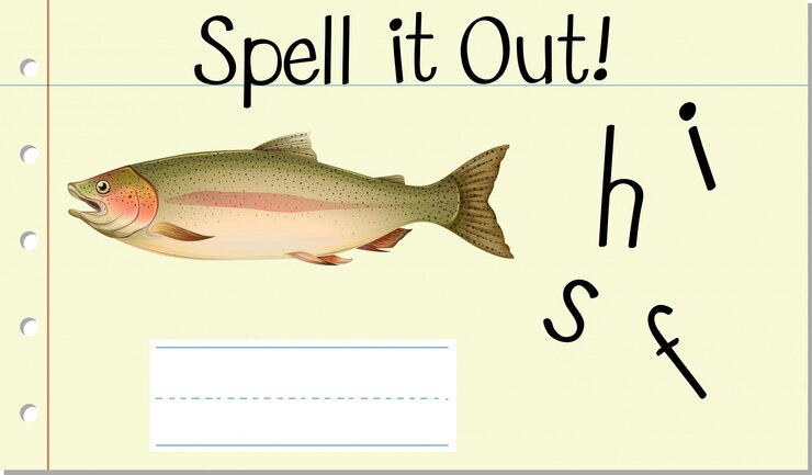 Free Vector spell english word fish