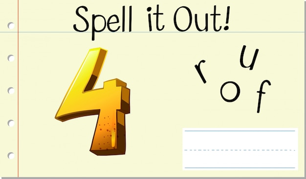 Free vector spell english word four