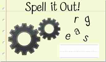 Free vector spell english word gears