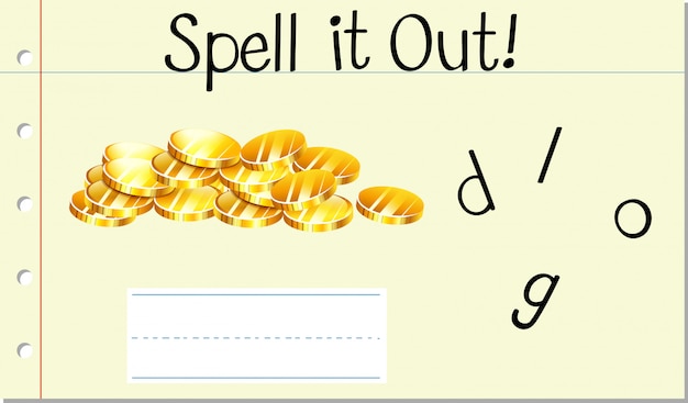 Free vector spell english word gold