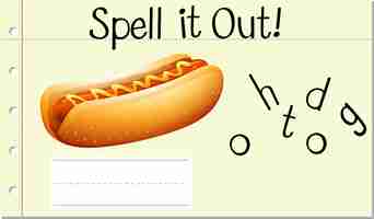Free vector spell english word hotdog