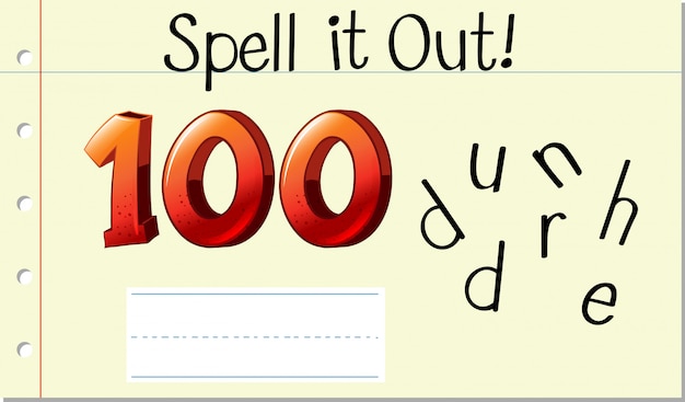 Free vector spell english word hundred