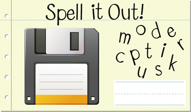 Free vector spell enlish word computer disk