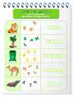 Free vector spelling word game worksheet template