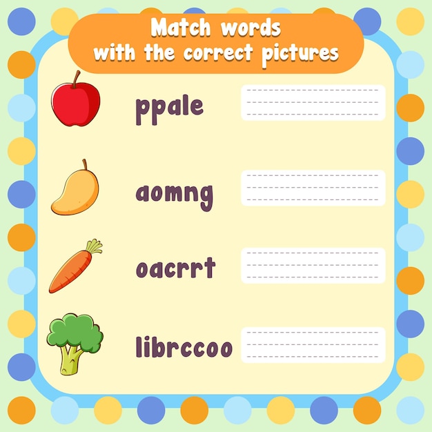 Spelling word game worksheet template