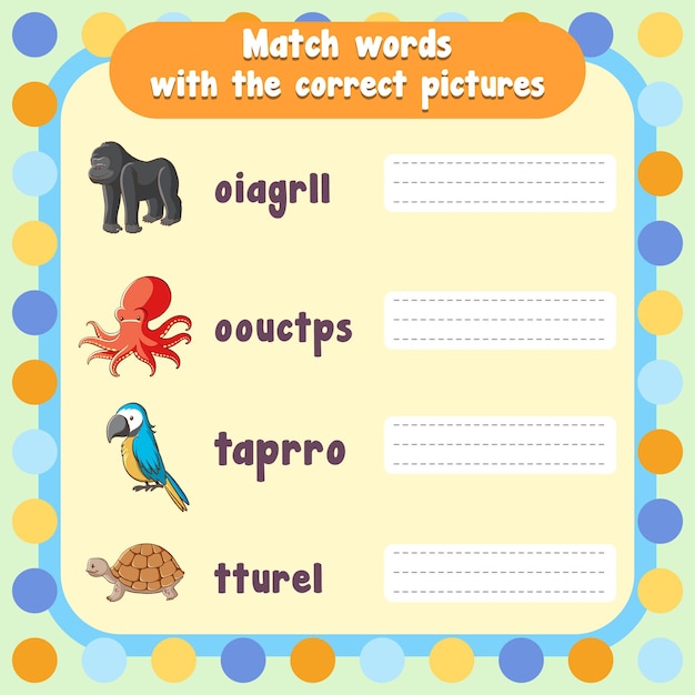 Spelling word game worksheet template