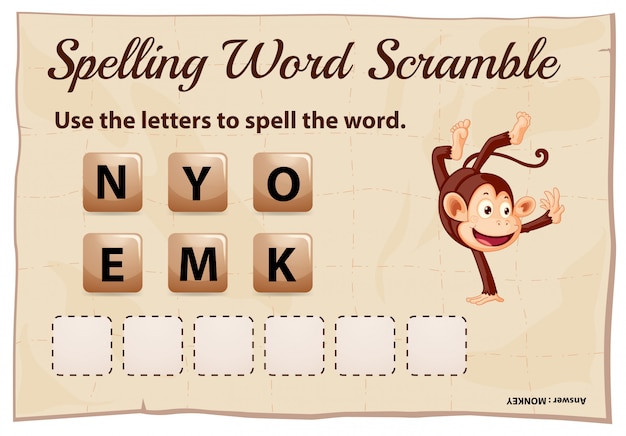 Spelling word scramble game for word monkey