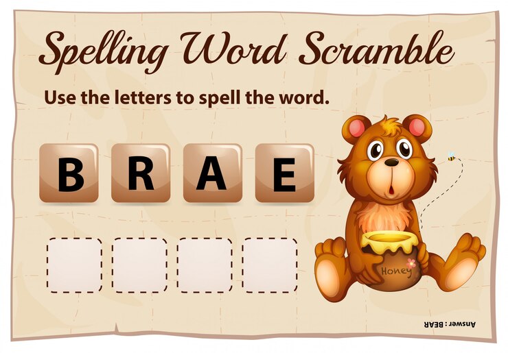 Free Vector spelling word scramble for word bear