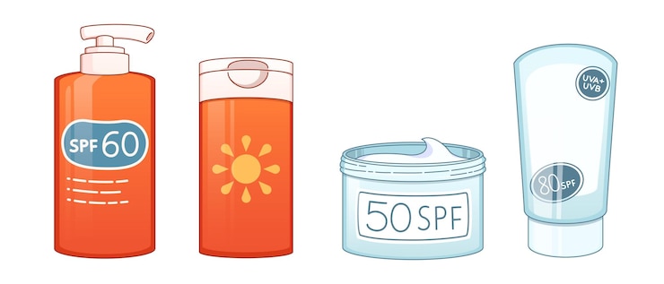 Free Vector spf sunscreen in bottle sun block cosmetic tube