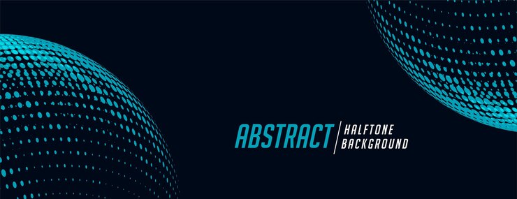 Free Vector spherical halftone banner in blue and black shades