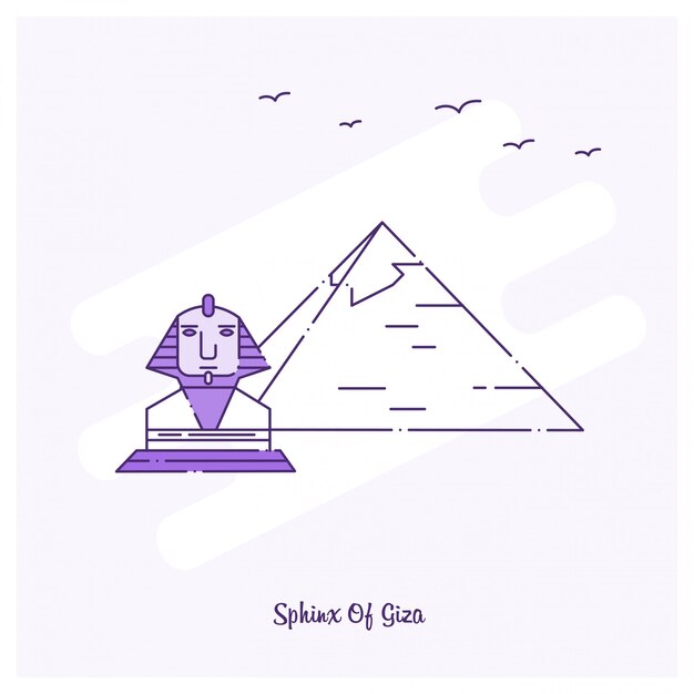 SPHINX OF GIZA Landmark Purple Dotted Line skyline 