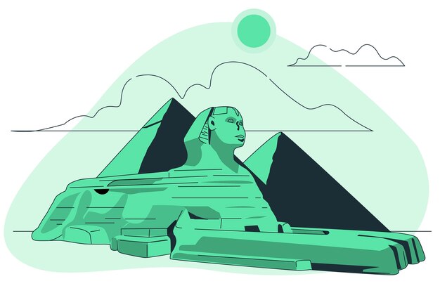 Sphinx and pyramid concept illustration