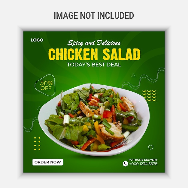 Spicy and delicious chicken salad social media banner