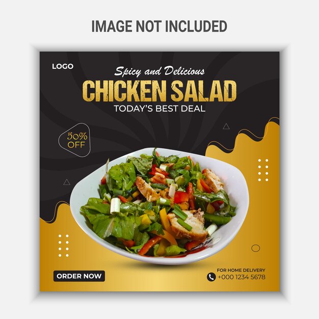 Spicy and delicious chicken salad social media post