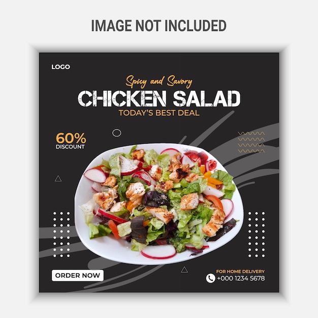 Spicy and savory chicken salad social media post