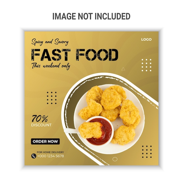 Spicy and savory fast food social media post template