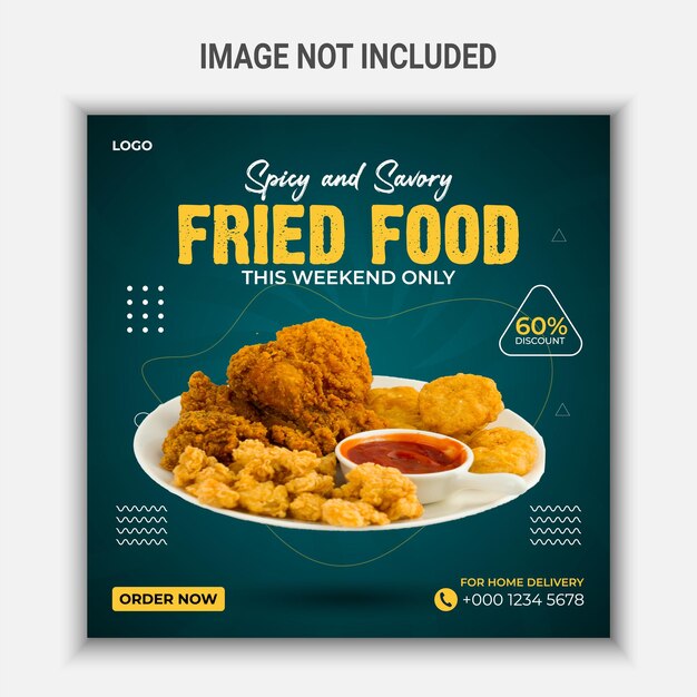 Spicy and savory fried food social media post