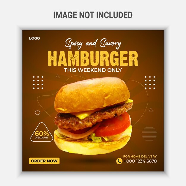 Spicy and savory hamburger social media post