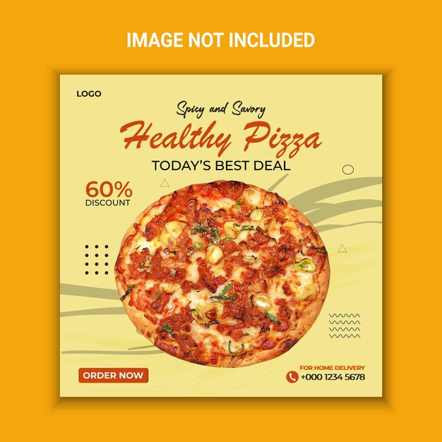 Spicy and savory healthy pizza social media post