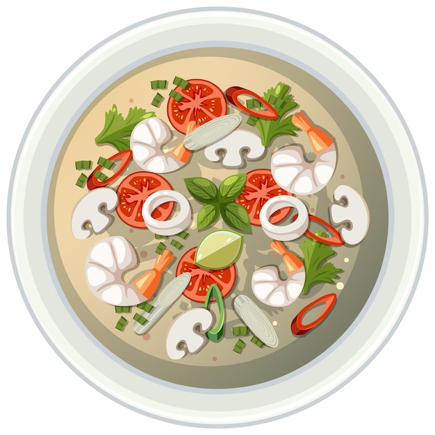 Vettore gratuito zuppa tailandese piccante tom yum