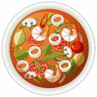 Vettore gratuito zuppa tailandese piccante tom yum