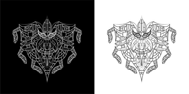 Spider machine line art illustration set