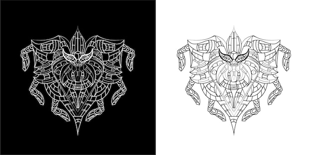 Spider machine line art illustration set