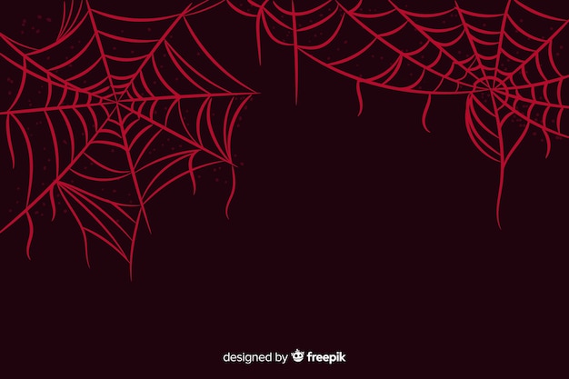 無料ベクター スパイダーレッドwebハロウィン背景