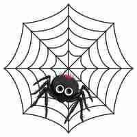 Free vector spider on spider web cartoon isolated