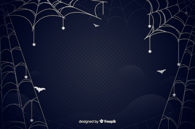 クモの巣ハロウィーン背景フラットデザイン