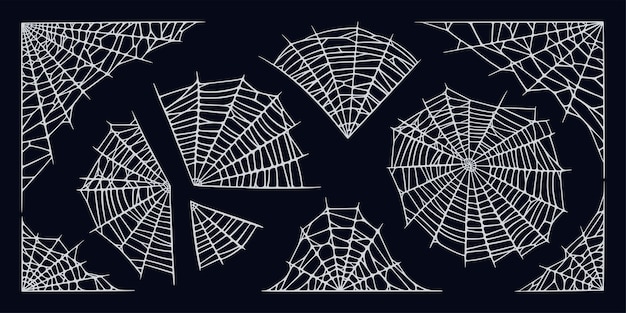 Паутина изолирована на черном фоне жуткая паутина хэллоуина для рамок и баннеров