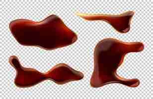 Free vector spill soy sauce puddles isolated