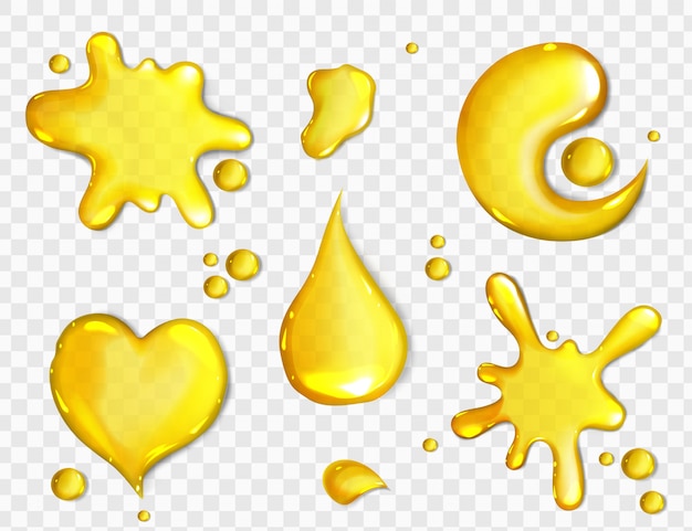 Free vector spills of yellow juice or oil top view