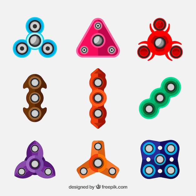 Vettore gratuito collezione spinner di colori in design piatto